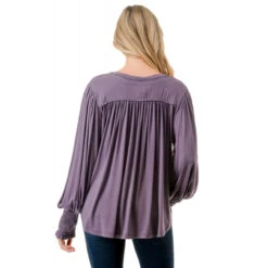 Ariella Smocked Sleeve Top -Gustwillers Clothing Shop Ariella Smocked Sleeve Top PURPLE 3 85214.1711573279