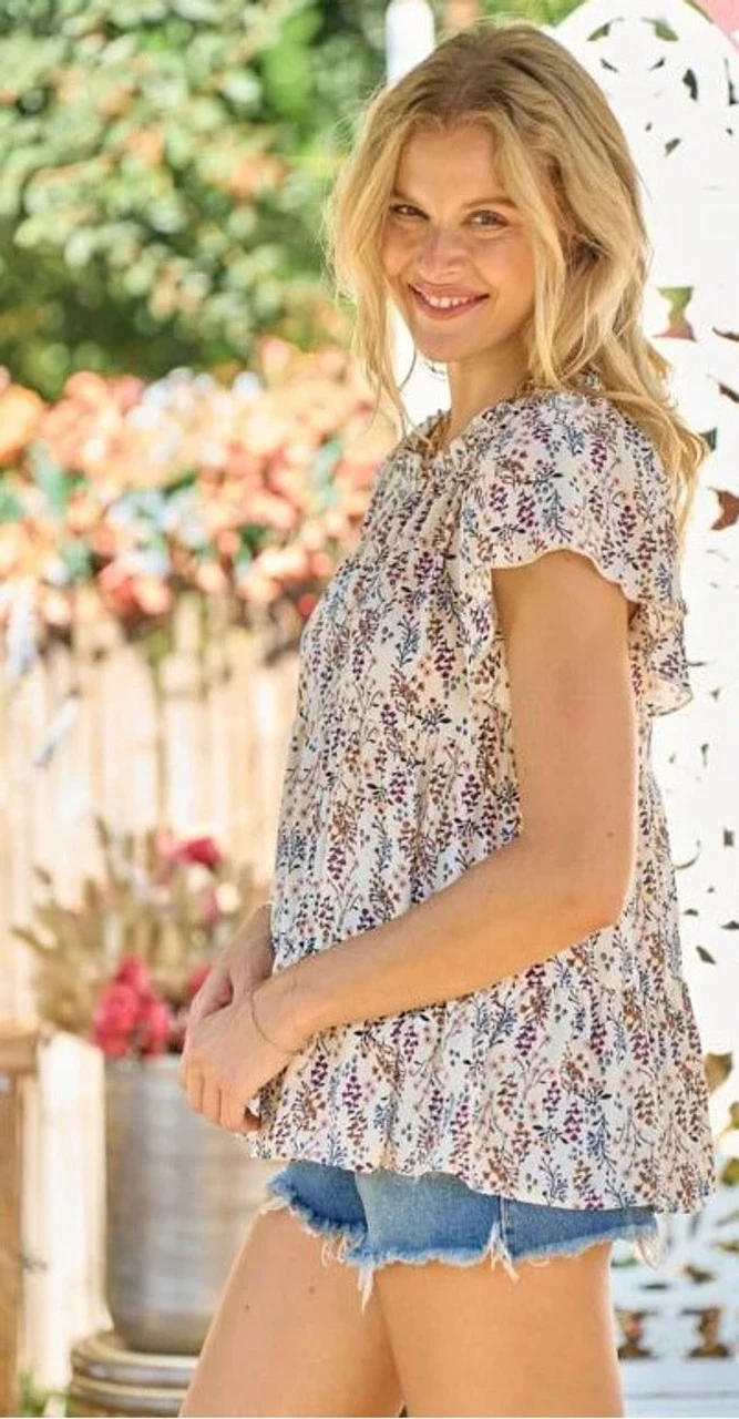 Babydoll Short Sleeve Top Babydoll Short Sleeve Top -Gustwillers Clothing Shop Babydoll Short Sleeve Top IVORY 2 88903.1711480261