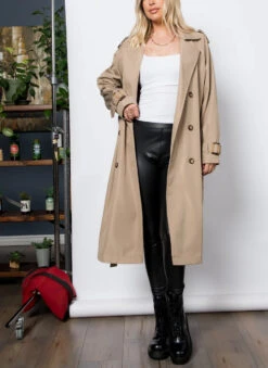 Belted Long Trench Coat 2 Belted Long Trench Coat -Gustwillers Clothing Shop Belted Long Trench Coat TAN 1 56289.1710523724