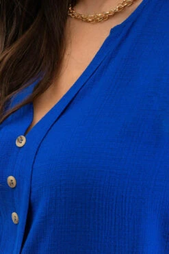 Blu Pepper Split Neck Button Down Sleeveless Blouse -Gustwillers Clothing Shop Blu Pepper Split Neck Button Down Sleeveless Blouse ROYALBLU 4 37856.1711389015