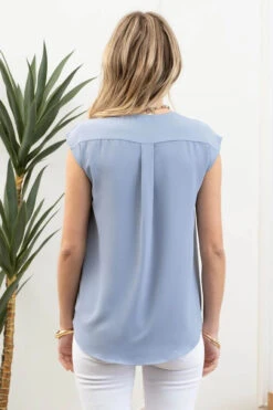 Blu Pepper Wrap Drape Sleeveless Blouse -Gustwillers Clothing Shop Blu Pepper Wrap Drape Sleeveless Blouse MEDBLUE 3 59864.1713289286
