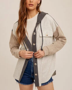 Brushed Jersey Hooded Shacket