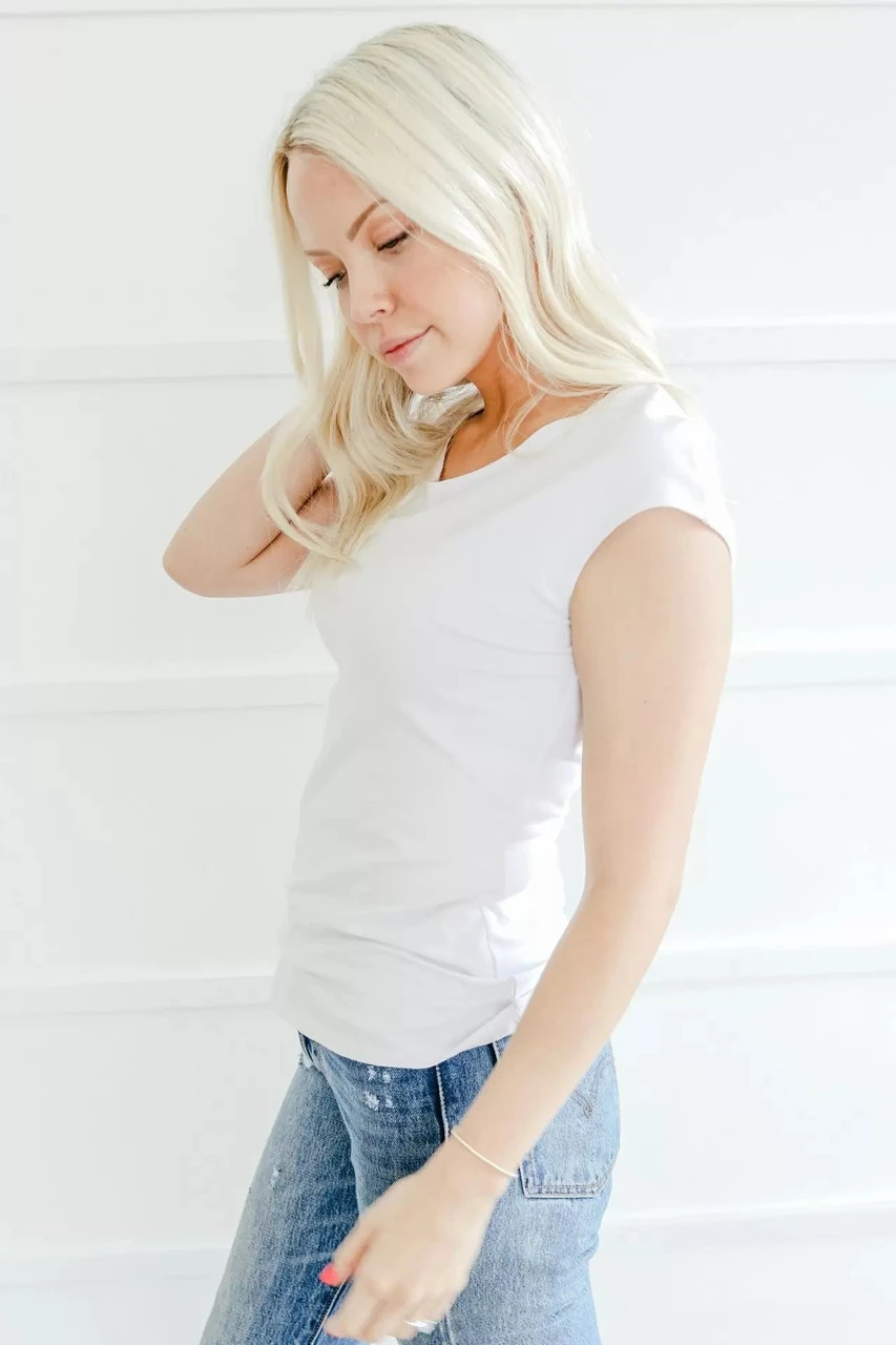 Cap Sleeve Layering Tee Cap Sleeve Layering Tee -Gustwillers Clothing Shop Cap Sleeve Layering Tee WHITE 2 10115.1711723221