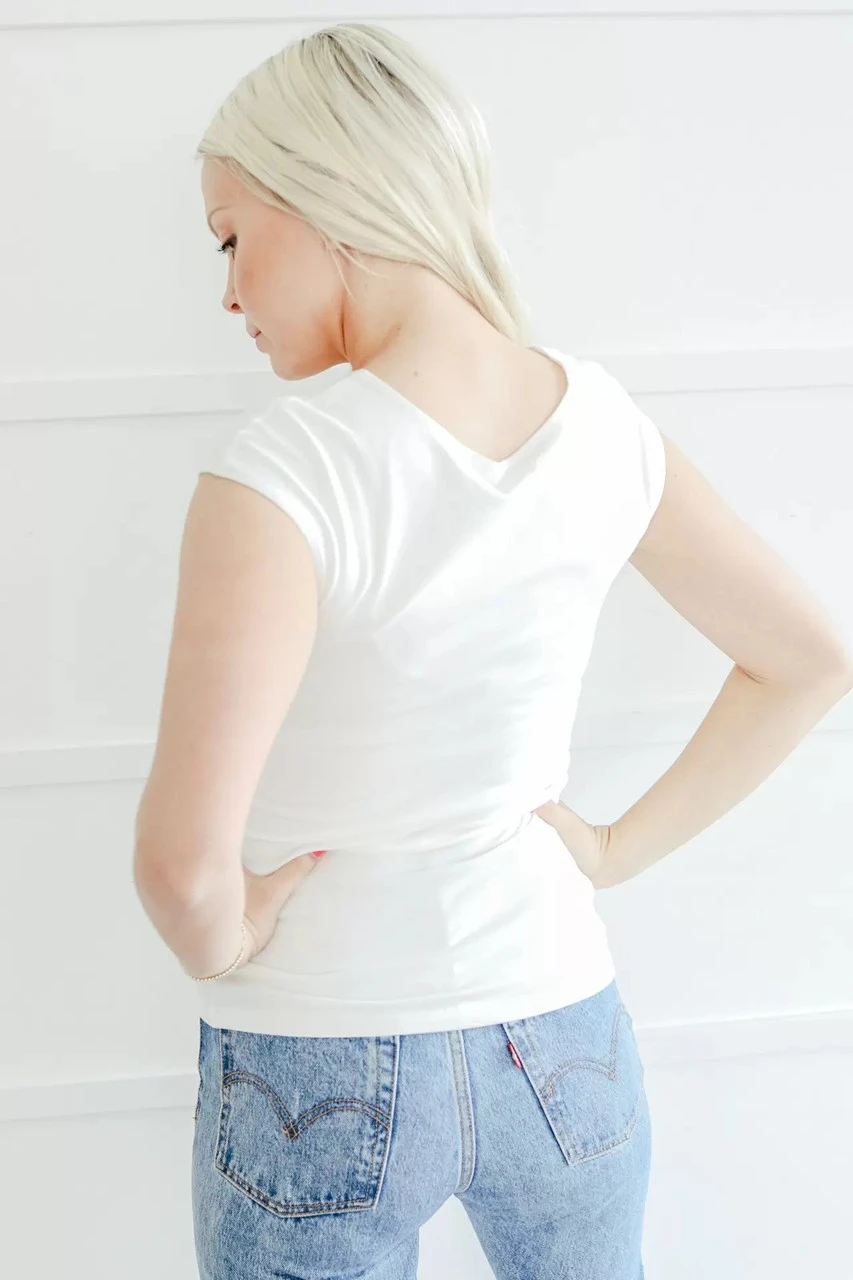 Cap Sleeve Layering Tee Cap Sleeve Layering Tee -Gustwillers Clothing Shop Cap Sleeve Layering Tee WHITE 3 65622.1711723222