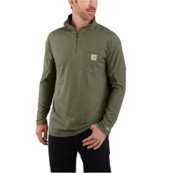 Carhartt Force® Midweight ¼ Zip Mock-Neck T-shirt 2 Carhartt Force® Midweight ¼ Zip Mock-Neck T-shirt -Gustwillers Clothing Shop Carhartt Force Midweight Zip Mock Neck T shirt BASIL 1 50886.1710791641