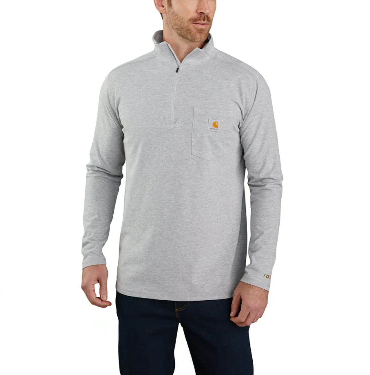 Carhartt Force® Midweight ¼ Zip Mock-Neck T-shirt Carhartt Force® Midweight ¼ Zip Mock-Neck T-shirt -Gustwillers Clothing Shop Carhartt Force Midweight Zip Mock Neck T shirt HTRGREY 1 71937.1710791635