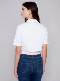 Charlie B Short Sleeve Crop Jacket -Gustwillers Clothing Shop Charlie B Short Sleeve Crop Jacket WHITE 2 66710.1710445371
