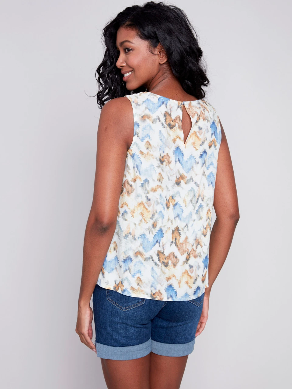 Charlie B Sleeveless Printed Top Charlie B Sleeveless Printed Top -Gustwillers Clothing Shop Charlie B Sleeveless Printed Top SEASIDE 2 27670.1710445220