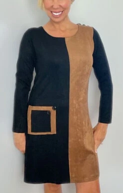 Colorblock Suede Dress