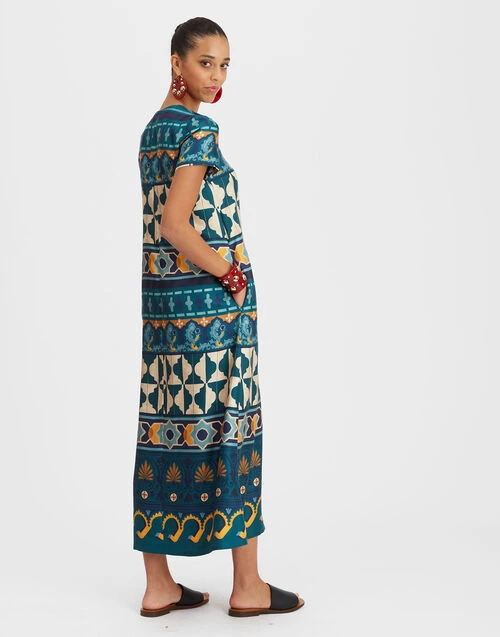 Swing Dress Casareale Placèe Emerald in Silk Twill Swing Dress Casareale Placèe Emerald In Silk Twill -Gustwillers Clothing Shop DRE0001SIL001REA01 GR04 1