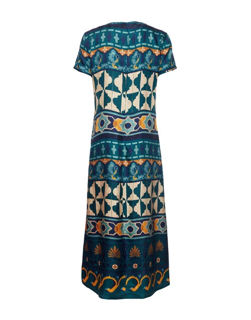 Swing Dress Casareale Placèe Emerald in Silk Twill Swing Dress Casareale Placèe Emerald In Silk Twill -Gustwillers Clothing Shop DRE0001SIL001REA01 GR04 5