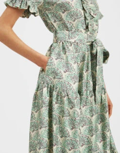 Long And Sassy Dress Fans Mint In Silk Twill -Gustwillers Clothing Shop DRE0017SIL001FAN01 GR11 3