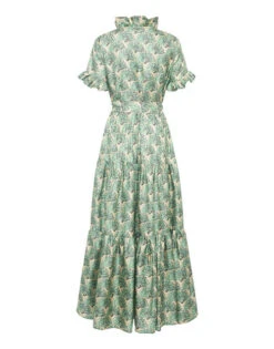 Long And Sassy Dress Fans Mint In Silk Twill -Gustwillers Clothing Shop DRE0017SIL001FAN01 GR11 6