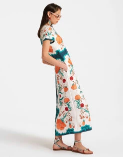 Swing Dress Morpheus Placée Orange In Silk Twill -Gustwillers Clothing Shop DRE0128SIL001MOR01 OR02 2