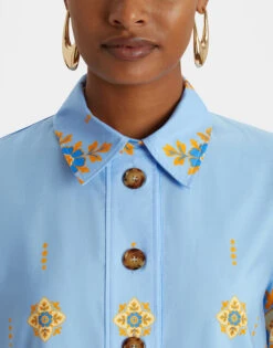 Artemis Dress Partenope Light Blue In Summer Poplin 2 Artemis Dress Partenope Light Blue In Summer Poplin -Gustwillers Clothing Shop DRE0176COT039PRT01 BU01 2