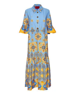 Artemis Dress Partenope Light Blue In Summer Poplin 3 Artemis Dress Partenope Light Blue In Summer Poplin -Gustwillers Clothing Shop DRE0176COT039PRT01 BU01 5