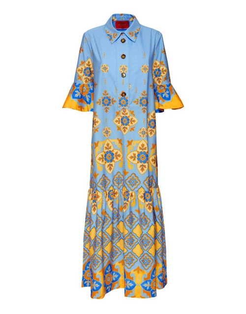 Artemis Dress Partenope Light Blue in Summer Poplin Artemis Dress Partenope Light Blue In Summer Poplin -Gustwillers Clothing Shop DRE0176COT039PRT01 BU01 5