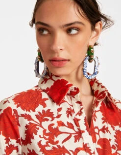 Choux Dress Dragonflower Red In Summer Poplin -Gustwillers Clothing Shop DRE0193COT039DRE01 RE01 3