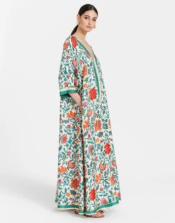 Muumuu Dress Dragonflower Placée Multicolor In Silk Twill