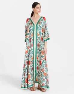 Muumuu Dress Dragonflower Placée Multicolor In Silk Twill -Gustwillers Clothing Shop DRE0225SIL001DRE05 MU01 2
