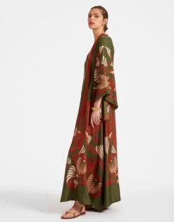 Magnifico Dress Kerylos Placée Dark Green In Silk Twill -Gustwillers Clothing Shop DRE0232SIL006KER01 GR03 2