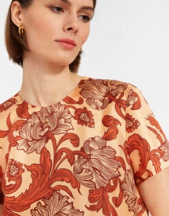 Swing Dress Reef Pale Pink In Silk Twill With Feathers 3 Swing Dress Reef Pale Pink In Silk Twill With Feathers -Gustwillers Clothing Shop DRE0316SIL001REE01 PI02 3