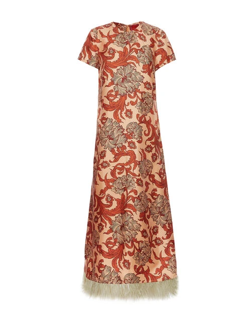 Swing Dress Reef Pale Pink in Silk Twill With Feathers Swing Dress Reef Pale Pink In Silk Twill With Feathers -Gustwillers Clothing Shop DRE0316SIL001REE01 PI02 7