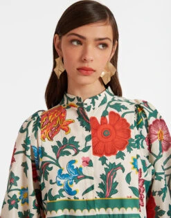 Portofino Dress Dragonflower Multicolor In Summer Poplin 3 Portofino Dress Dragonflower Multicolor In Summer Poplin -Gustwillers Clothing Shop DRE0374COT039DRE01 MU01 .3