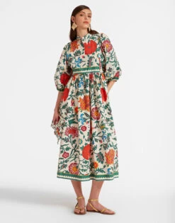 Portofino Dress Dragonflower Multicolor In Summer Poplin 4 Portofino Dress Dragonflower Multicolor In Summer Poplin -Gustwillers Clothing Shop DRE0374COT039DRE01 MU01 0