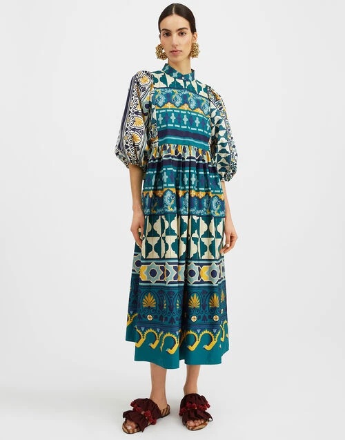 Portofino Dress Casareale Placèe Emerald in Summer Poplin Portofino Dress Casareale Placèe Emerald In Summer Poplin -Gustwillers Clothing Shop DRE0374COT039REA01 GR04 0