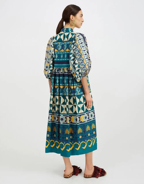 Portofino Dress Casareale Placèe Emerald in Summer Poplin Portofino Dress Casareale Placèe Emerald In Summer Poplin -Gustwillers Clothing Shop DRE0374COT039REA01 GR04 1