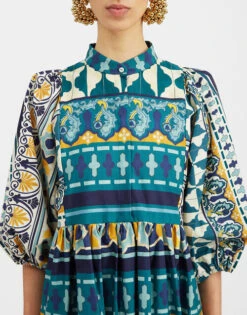 Portofino Dress Casareale Placèe Emerald In Summer Poplin 2 Portofino Dress Casareale Placèe Emerald In Summer Poplin -Gustwillers Clothing Shop DRE0374COT039REA01 GR04 2