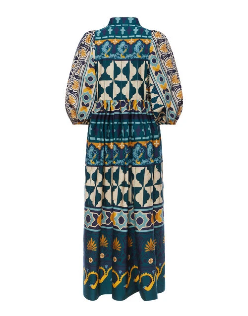 Portofino Dress Casareale Placèe Emerald in Summer Poplin Portofino Dress Casareale Placèe Emerald In Summer Poplin -Gustwillers Clothing Shop DRE0374COT039REA01 GR04 6