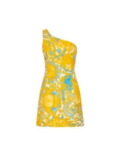 Bold Shoulder Mini Dress Anemone Orange In Shot Cotton -Gustwillers Clothing Shop DRE0544COT005ANE01 OR02 5