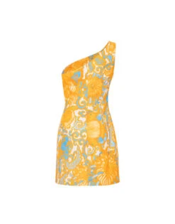 Bold Shoulder Mini Dress Anemone Orange In Shot Cotton -Gustwillers Clothing Shop DRE0544COT005ANE01 OR02 8