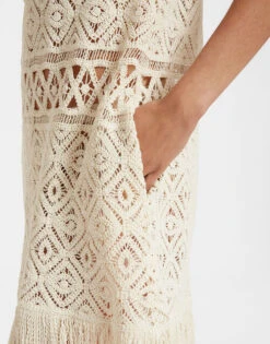 Lacey Mini Swing Dress Plaza Cream In Macramé -Gustwillers Clothing Shop DRE0634JCQ080PLA03 WH03 3