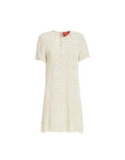 Lacey Mini Swing Dress Plaza Cream In Macramé -Gustwillers Clothing Shop DRE0634JCQ080PLA03 WH03 7