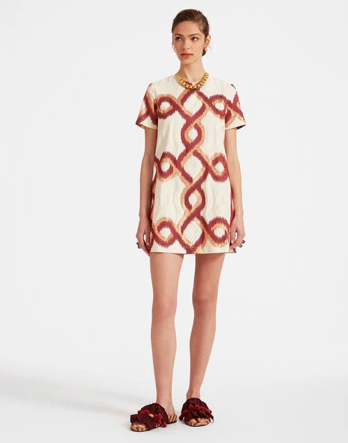 Mini Swing Dress Tackle Burgundy in Jacquard Mini Swing Dress Tackle Burgundy In Jacquard -Gustwillers Clothing Shop DRE0658JCQ081TAC03 RE02 2