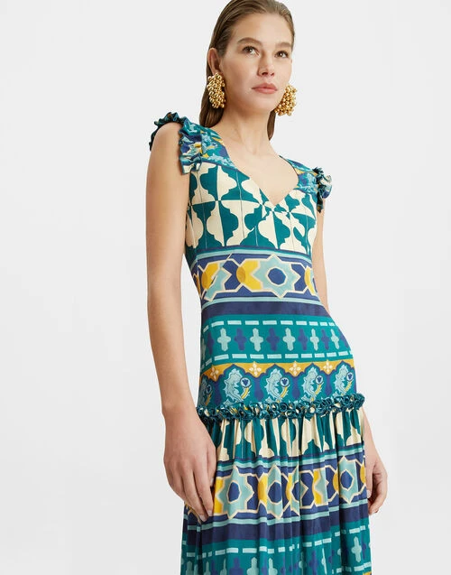 Pimento Dress Casareale Barré Placèe Emerald in Jersey Stretch Pimento Dress Casareale Barré Placèe Emerald In Jersey Stretch -Gustwillers Clothing Shop DRE0665JER043REA03 GR04 2