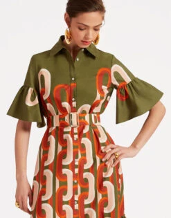 Choux Midi Dress Prometheus Placée Camouflage In Summer Poplin 2 Choux Midi Dress Prometheus Placée Camouflage In Summer Poplin -Gustwillers Clothing Shop DRE0733COT039EUS02 GR08 2