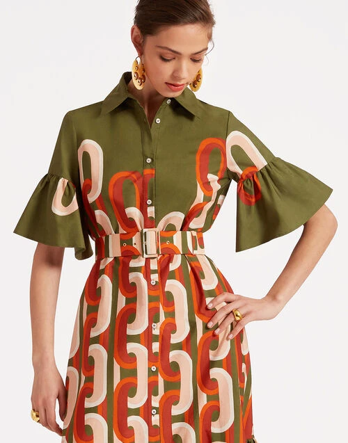 Choux Midi Dress Prometheus Placée Camouflage in Summer Poplin Choux Midi Dress Prometheus Placée Camouflage In Summer Poplin -Gustwillers Clothing Shop DRE0733COT039EUS02 GR08 2