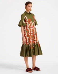 Choux Midi Dress Prometheus Placée Camouflage In Summer Poplin 3 Choux Midi Dress Prometheus Placée Camouflage In Summer Poplin -Gustwillers Clothing Shop DRE0733COT039EUS02 GR08 3