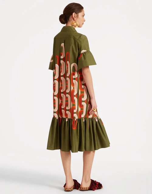 Choux Midi Dress Prometheus Placée Camouflage in Summer Poplin Choux Midi Dress Prometheus Placée Camouflage In Summer Poplin -Gustwillers Clothing Shop DRE0733COT039EUS02 GR08 4