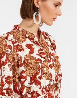 Mini Portofino Dress Reef White In Printed Lace -Gustwillers Clothing Shop DRE0751EMB031REE01 WH01 3