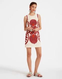 Stretch Tunic Medallion Placée Cream In Envers Satin