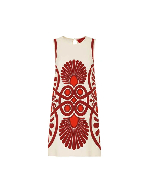 Stretch Tunic Medallion Placée Cream in Envers Satin Stretch Tunic Medallion Placée Cream In Envers Satin -Gustwillers Clothing Shop DRE0758VIS011MED01 WH03 7