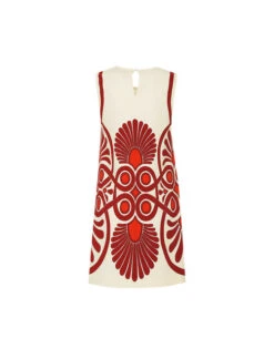 Stretch Tunic Medallion Placée Cream In Envers Satin 7 Stretch Tunic Medallion Placée Cream In Envers Satin -Gustwillers Clothing Shop DRE0758VIS011MED01 WH03 8