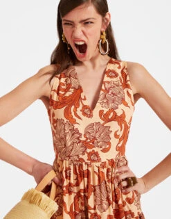 Sleeveless Big Dress V-Neck Reef Pale Pink In Summer Poplin 3 Sleeveless Big Dress V-Neck Reef Pale Pink In Summer Poplin -Gustwillers Clothing Shop DRE0787COT039REE01 PI02 3