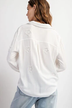EE:Some Frayed Star Patch Blouse 3 EE:Some Frayed Star Patch Blouse -Gustwillers Clothing Shop EE Some Frayed Star Patch Blouse OFFWHITE 3 46549.1713804565