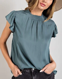 EE:Some Mock Neck Blouse -Gustwillers Clothing Shop EE Some Mock Neck Blouse DRYHERB 1 95435.1713804576